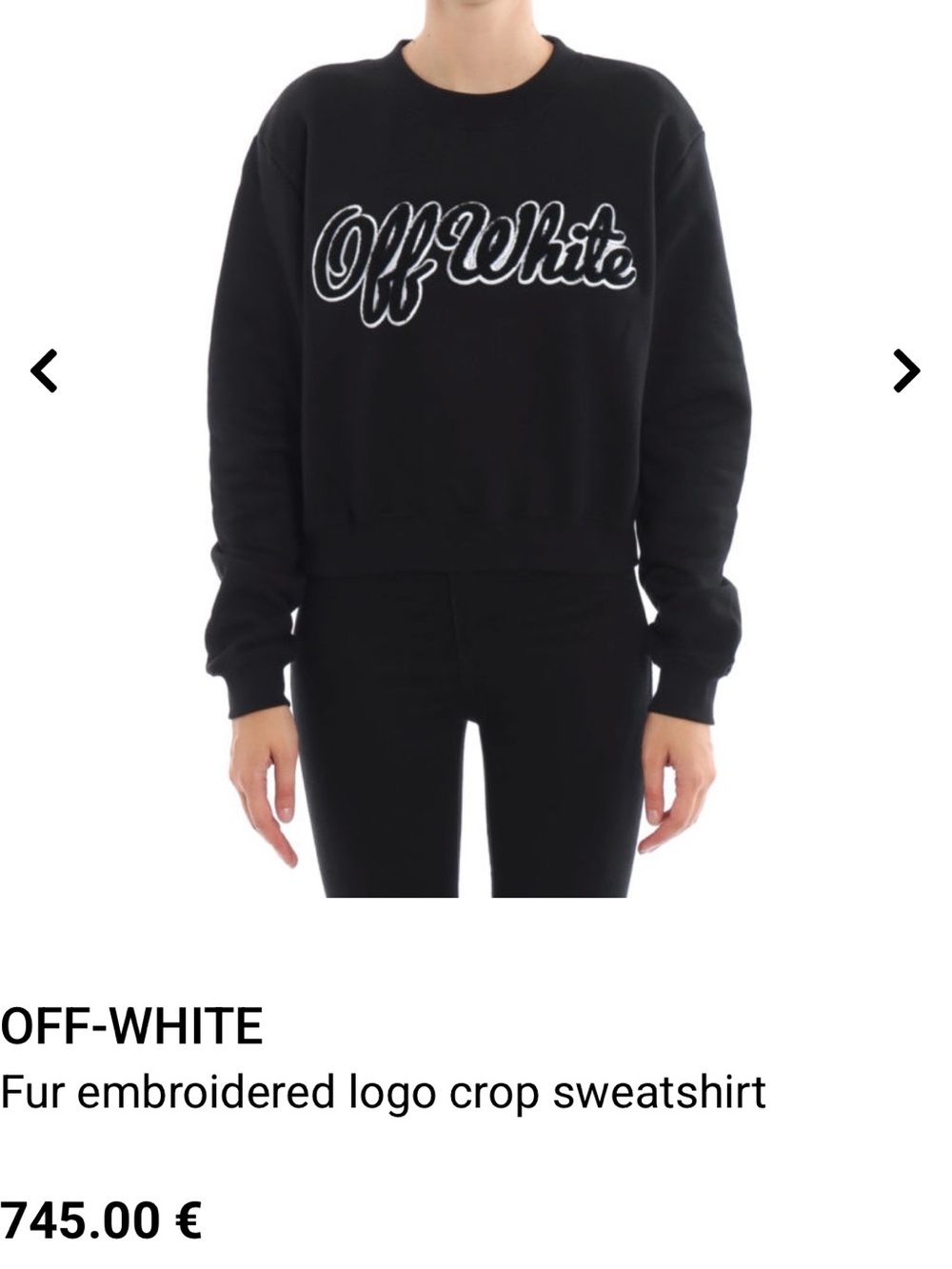 Off-White Black Cropped Logo Sweatshirt with White Script